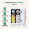 YSSOA 4L Mini Fridge with Observation Window Warmer Cooler Six 12oz Cans - Pink New