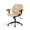GLITZHOME 38 IN CREAM PU LEATHER ADJUSTABLE SWIVEL DESK CHAIR - BEIGE/CREAM New