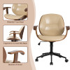 GLITZHOME 38 IN CREAM PU LEATHER ADJUSTABLE SWIVEL DESK CHAIR - BEIGE/CREAM New