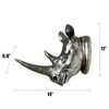Resin Rhino Head Sculpture Animal Wall Decor Art B01L39P240 - Antique Silver New