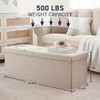 Ornavo Home 43" Folding Extra Large Storage Bench, Linen, B0D4WLVGV6 - Beige New