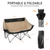 REALEAD DOUBLE CAMPING CHAIR HEAVY DUTY CAMPING COUCH SUPPORT 650 LBS - BEIGE