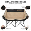REALEAD DOUBLE CAMPING CHAIR HEAVY DUTY CAMPING COUCH SUPPORT 650 LBS - BEIGE
