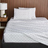 LACOSTE SLICE 100% COTTON PERCALE SHEET SET, FULL - WHITE/NAVY New