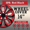 SUMEX Set 4 Hubcaps 14" Wheel Cover Spa Red Black ABS EASY to Install Universal New