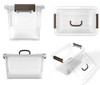WYT Clear Plastic Storage Latch Box/Bins 3-Pack Organizer Brown Latching New