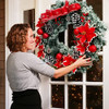Christmas Wreaths for Front Door Cordless 24 Inch Green Christmas Wreath Lights New
