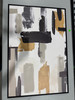 GENERIC CONTEMPORARY ART CANVAS, 36" X 24", BLACK FRAME, GOLD OVER GREYS SET