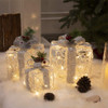 EAMBRITE 3PK LIGHT UP PRESENT BOXES SILVER GIFT BOXES,WARM WHITE LIGHTS - SILVER