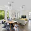 HUEOCZW 21" Small Ceiling Fan Light Remote Flush Mount - White New