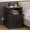 EPHEX End Table with USB Ports & Power Outlets - Black