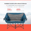 ARROWHEAD OUTDOOR 57" WIDE DUO FOLDABLE HEATED CAMPING LOVESEAT CHAIR BLUE/GRAY