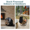 Sunnydaze Outdoor Firewood Rack with Cover Heavy-Duty Steel 24” Diameter