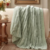 AHJF022300565 AMELIE HOME CABLE KNIT CHENILLE THROW BLANKET 50x60 SAGE GREEN New