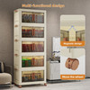 EZPEAKS 5-TIER PLASTIC STORAGE BINS WITH LID, 18.8 GAL EACH TIER - WHITE/BROWN