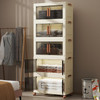 EZPEAKS 5-TIER PLASTIC STORAGE BINS WITH LID, 18.8 GAL EACH TIER - WHITE/BROWN