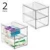 mDesign Stackable Storage Containers Box 2 Pull-Out Drawers 2 Pack - Clear New