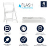 Flash Furniture Hercules Series Folding Chair - White Resin - Set of 4 New