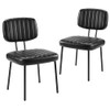 Yapamar Upholstered Dining Chairs Set, Mid Century, Faux Leather Seat - Black New