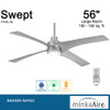 Minka-Aire F543L-SL Swept 56" 4-Blade LED Ceiling Fan - Silver New