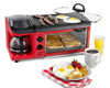Nostalgia BSET300RETRORED 3-in-1 Family Size Breakfast Station, Red New