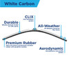 AutoTex Clix Wipers - White Carbon Fiber Automotive Wiper Blades (14") New