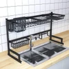 AURAMOR OVER SINK DISH DRYING RACK, 7 INTERCHANGEABLE RACKS AND CADDIES - BLACK