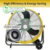 HiCFM 8800 CFM 24" DC Motor Drum Fan 180° Pivoting Head - Yellow New