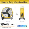 HiCFM 8800 CFM 24" DC Motor Drum Fan 180° Pivoting Head - Yellow New