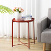 HollyHOME Tray Metal End Table, Sofa Table Small Round Side Tables - Brick Red New