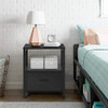 VECELO Nightstand with Drawer Open Shelf Modern Square End Side Table - Black New