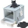 UIMNJHUKE Foldable Cat Litter Box with Lid, Extra Large - Blue New