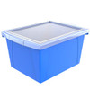 Storex 4 Gallon Storage Bin Lid Plastic Organizer 6 Pack Box (61412U06C) Blue New
