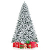 COSTWAY 7.5 FT Snow Flocked Christmas Tree, Artificial Hinged Pine Tree White New