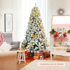 COSTWAY 7.5 FT Snow Flocked Christmas Tree, Artificial Hinged Pine Tree White New