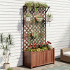 AMERLIFE RAISED GARDEN BED WITH 72" TRELLIS, PRIVACY PLANTER YRB100 - BROWN