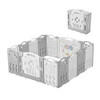 Albott Baby Playpen 14 Panels Foldable Baby Fence Game Panel - White+Grey