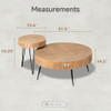 COZAYH 2 Piece Round Nesting Coffee Table Natural Wood Top, Black Legs New