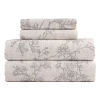 KATHY IRELAND HOME 100% TURKISH COTTON FLANNEL KING SHEET SET - GRAY TOILE New
