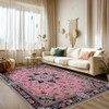 Area Rug 6x9 Entryway Oriental Boho Modern Pink Vintage Rugs Machine Washable New