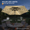 FRUITEAM Solar LED Outdoor Market Umbrella with LED Lights Tilt Crank - Beige New