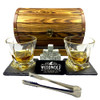 WoodWolf Whiskey Set in a Premium Wooden Barrel Whiskey Glasses Set of 2 New