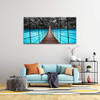 S04350 Canvas Print of Suspension Bridge Over Blue River - Framed New
