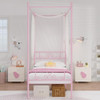 Weehom Twin Canopy Bed Frame with Headboard, Metal Twin Beds for Kids - Pink