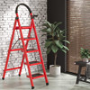 JOISCOPE 5 Step Ladder, Folding Step Stool with Widening and Thicken Pedals Red