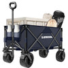 LUXCOL Collapsible Folding Wagon Heavy Duty Utility Beach Wagon Cart - Dark Blue New