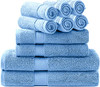 SIMPLI-MAGIC Bath Towels Set, 2 Bath Towels, 2 Hand Towels, 6 Washcloths - Blue New