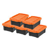 IRIS USA 5-Pack 3 Gal Heavy Duty Lockable Storage Totes B08KCLR5V7 -Black/Orange New