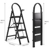 JOISCOPE 4 Step Ladder, Folding Step Stool, 250 Lbs Capacity, B0B56WPGYW - Black New