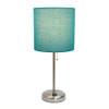 Simple Designs LT2024-TEL Brushed Steel Stick Table Lamp Charging Outlet Teal New